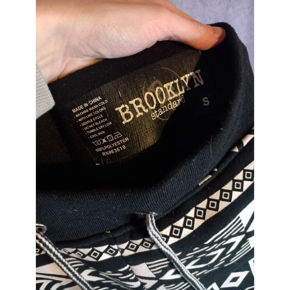 Brooklyn Standard Aztec Nordic Print Jogger Sweatpants Black White Men's Small